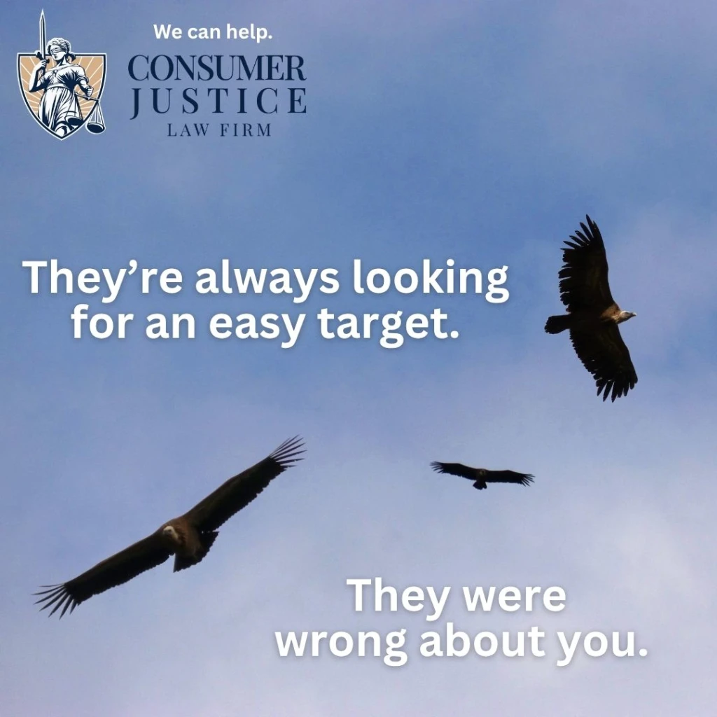 Vultures circle, looking for a target. It conveys that sexual harassment lawyers can help.