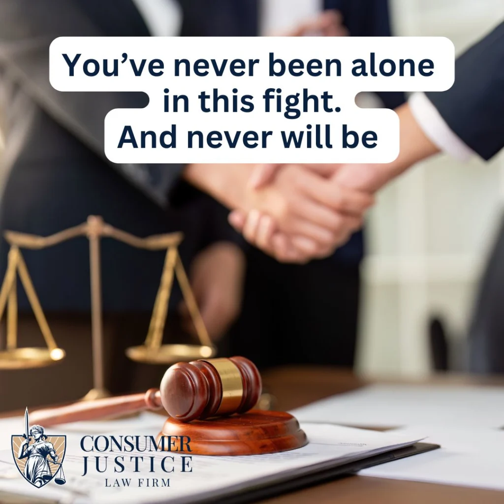 A lawyer and client shake hands, suggesting there is legal help beyond the CFPB.