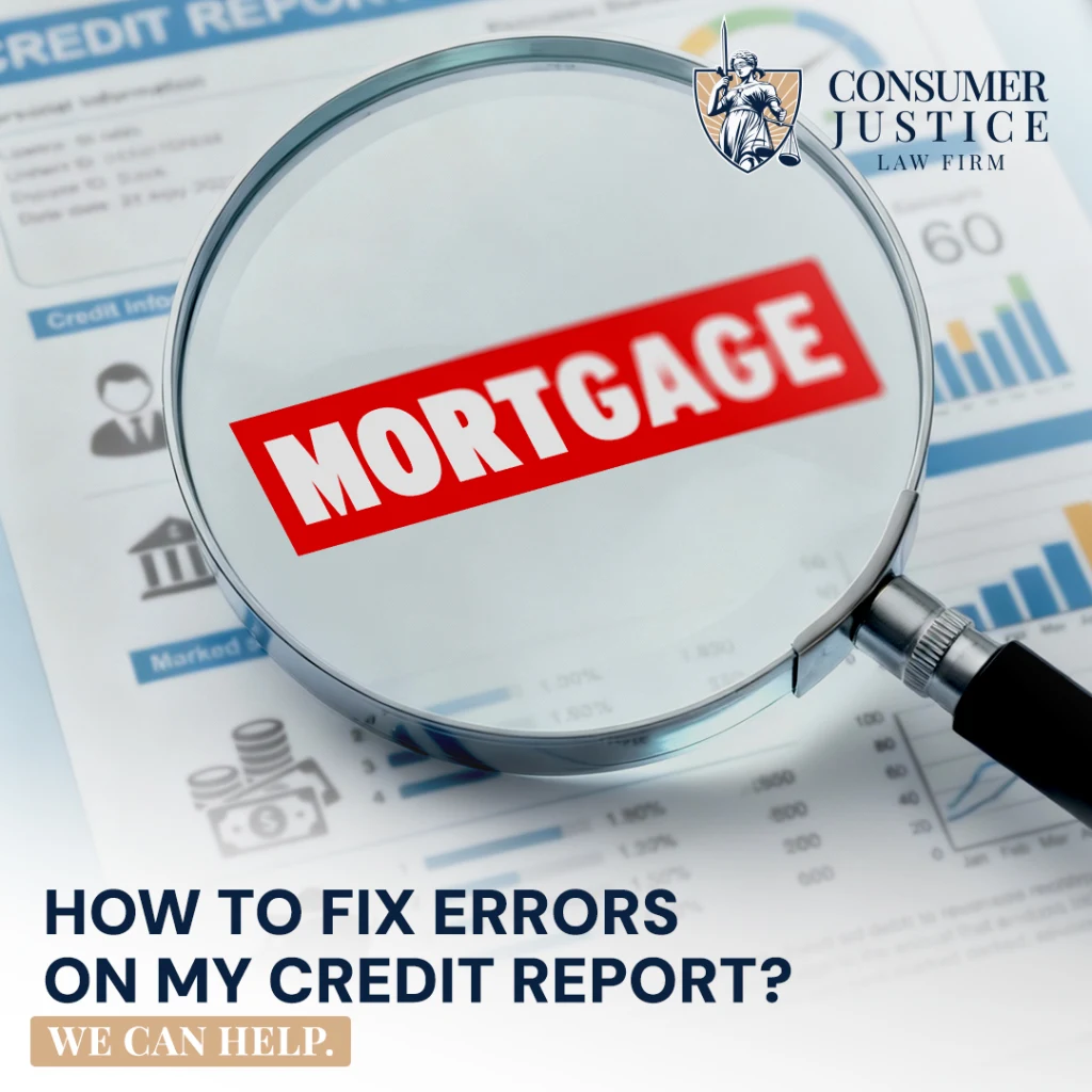 A magnifying glass on a credit report conveys the importance of preparing for a credit check for a mortgage.