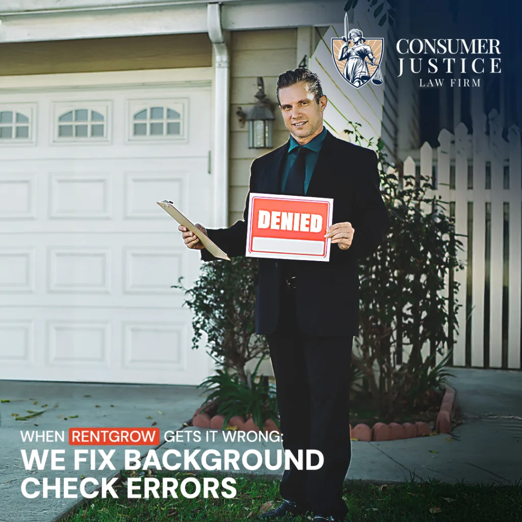 A property manager holds a "denied" sign, conveying the importance of fixing RentGrow errors.