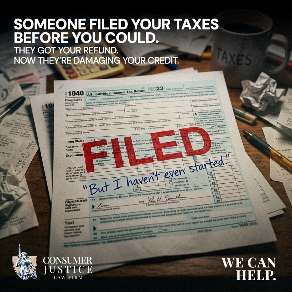 A tax refund is marked filed even though the tax payer didn't file it. It conveys the possibility of tax identity theft.