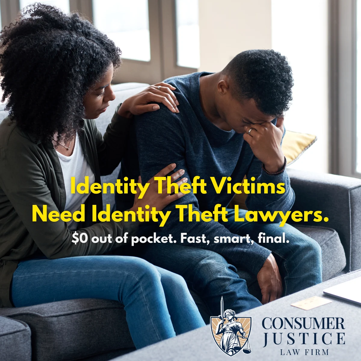 A couple is upset and needs an identity theft lawyer.