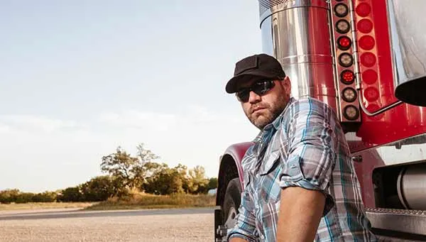 Truck driver taking a break in Illinois
