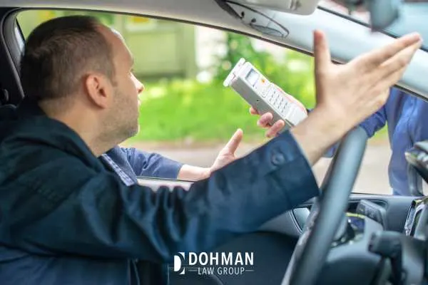 a man declining a breathalyzer test