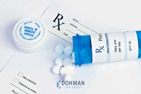 medication and a prescription pad on a white table