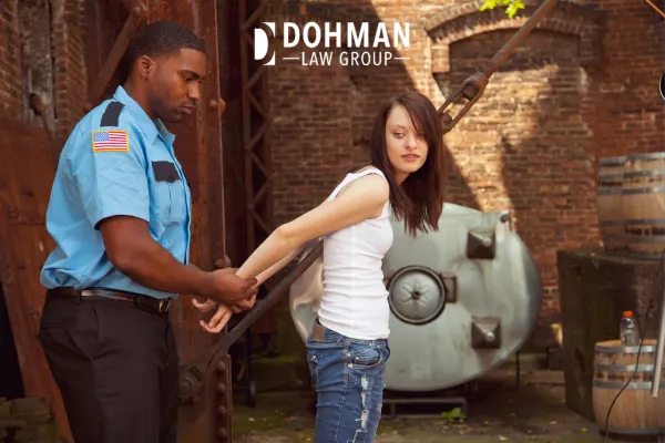 A teenage girl being arrested for an underage DUI.