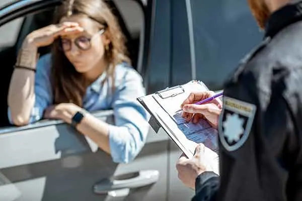 Woman getting ticket Illinois
