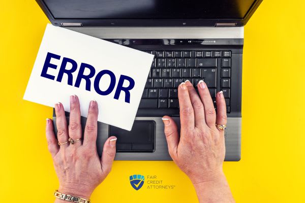 person on computer with paper stating error