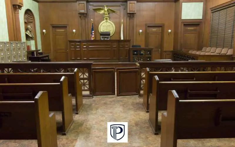 a photo of an empty court room
