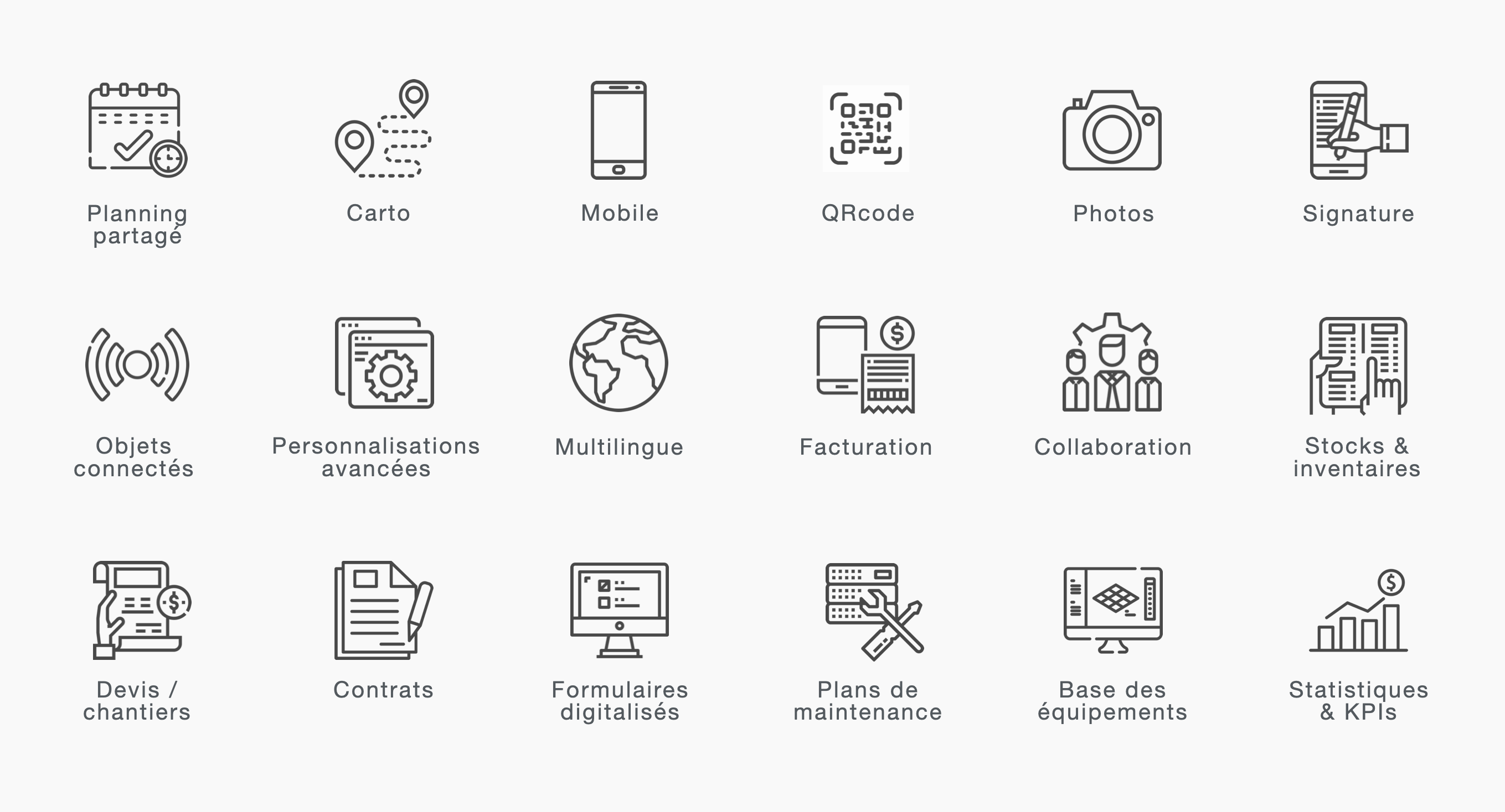 Logiciel de Gestion de Maintenance Assistée par Ordinateur (GMAO) Yuman - Liste des fonctionnalités