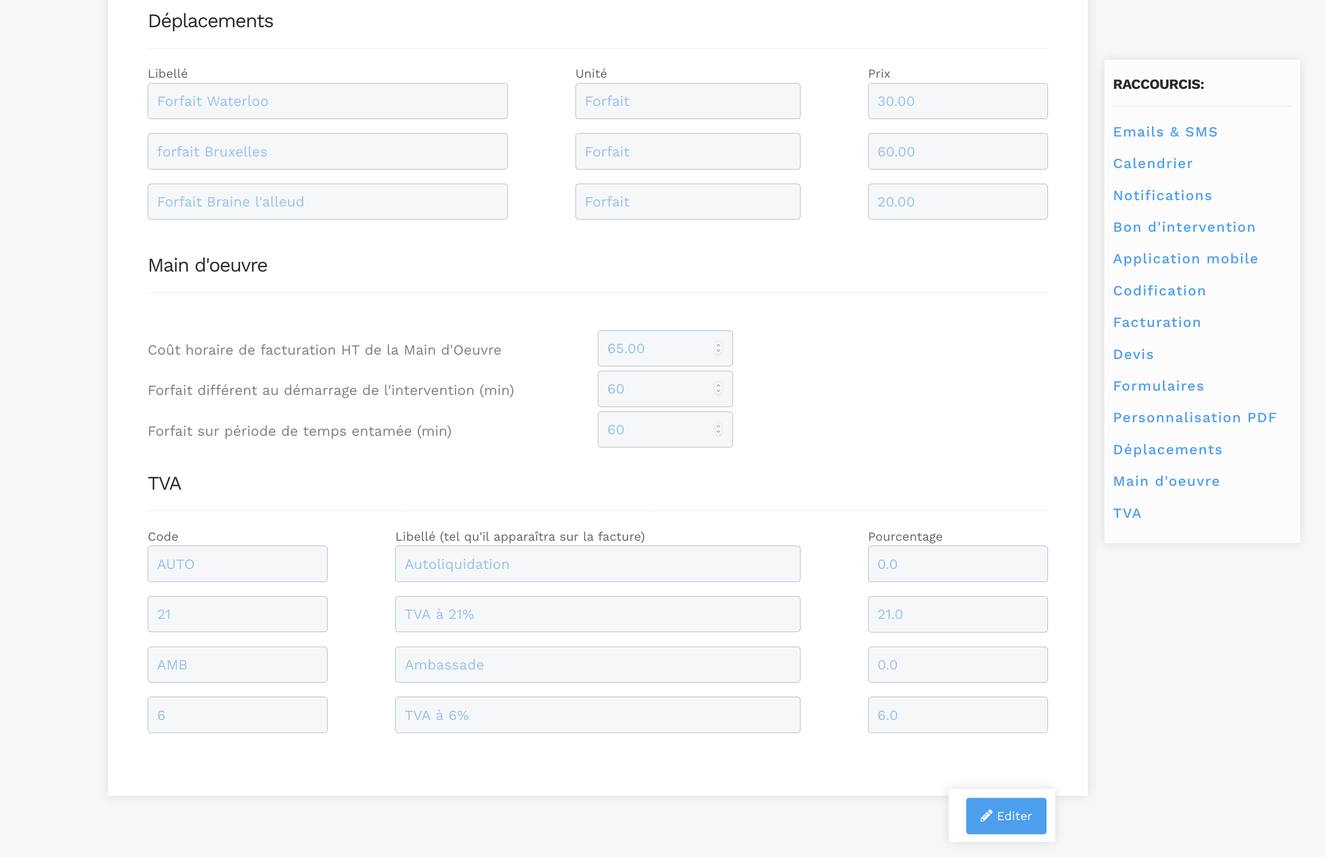 Création facture - Les préférences du logiciel de gestion de GMAO Yuman