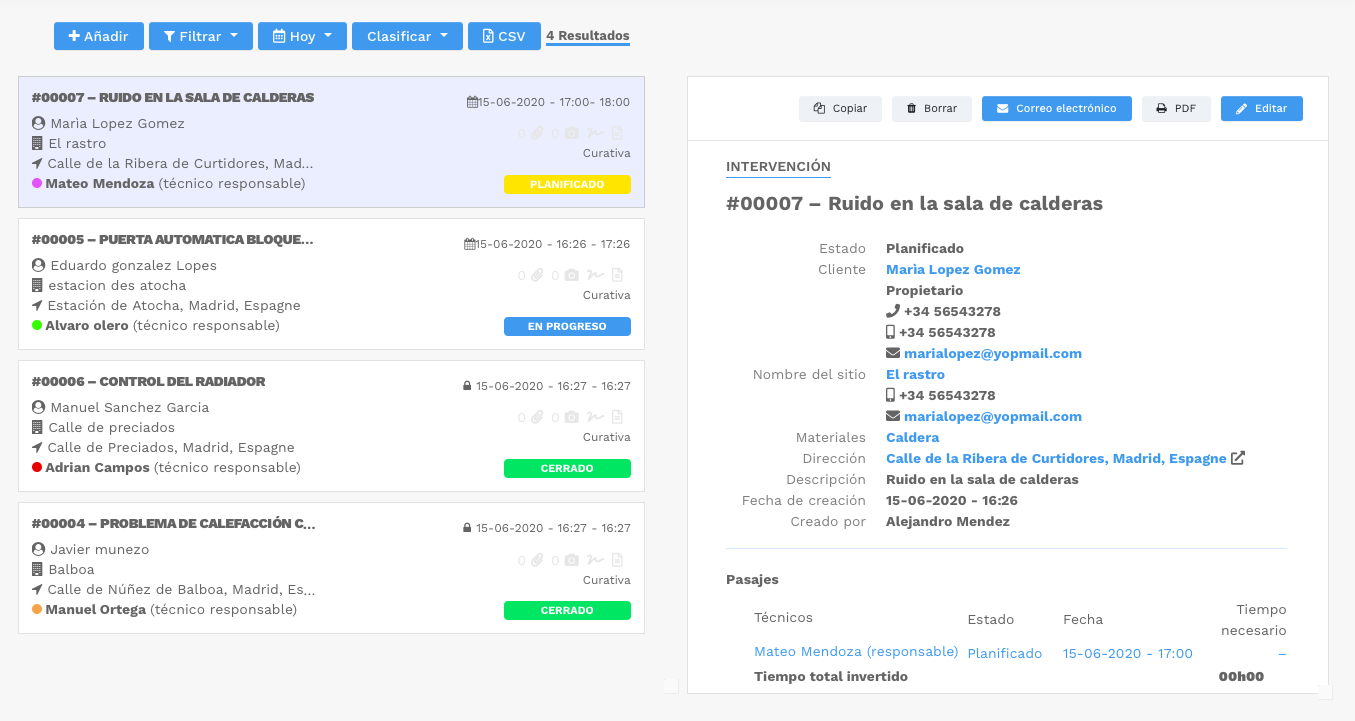 Seguimiento de las intervenciones del GMCM móvil de Yuman