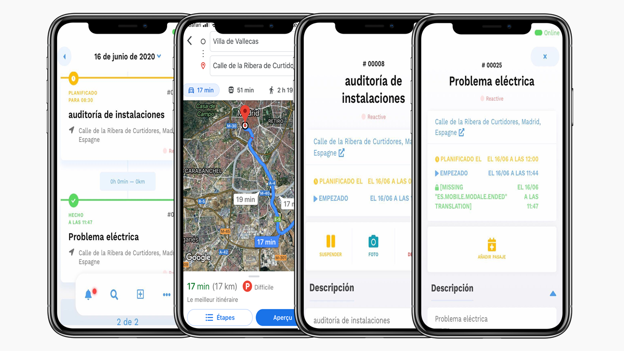 Software de gestión de intervención móvil CMMS / en movimiento