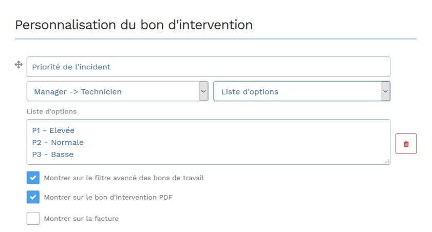 Personnalisez facilement vos bons d'intervention et bien plus encore grâce à l'interface de configuration de l'application GMAO