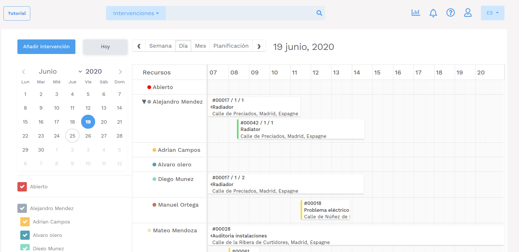 Software de gestión de mantenimiento - GMAO Yuman - Planificación del mantenimiento - planificación del día