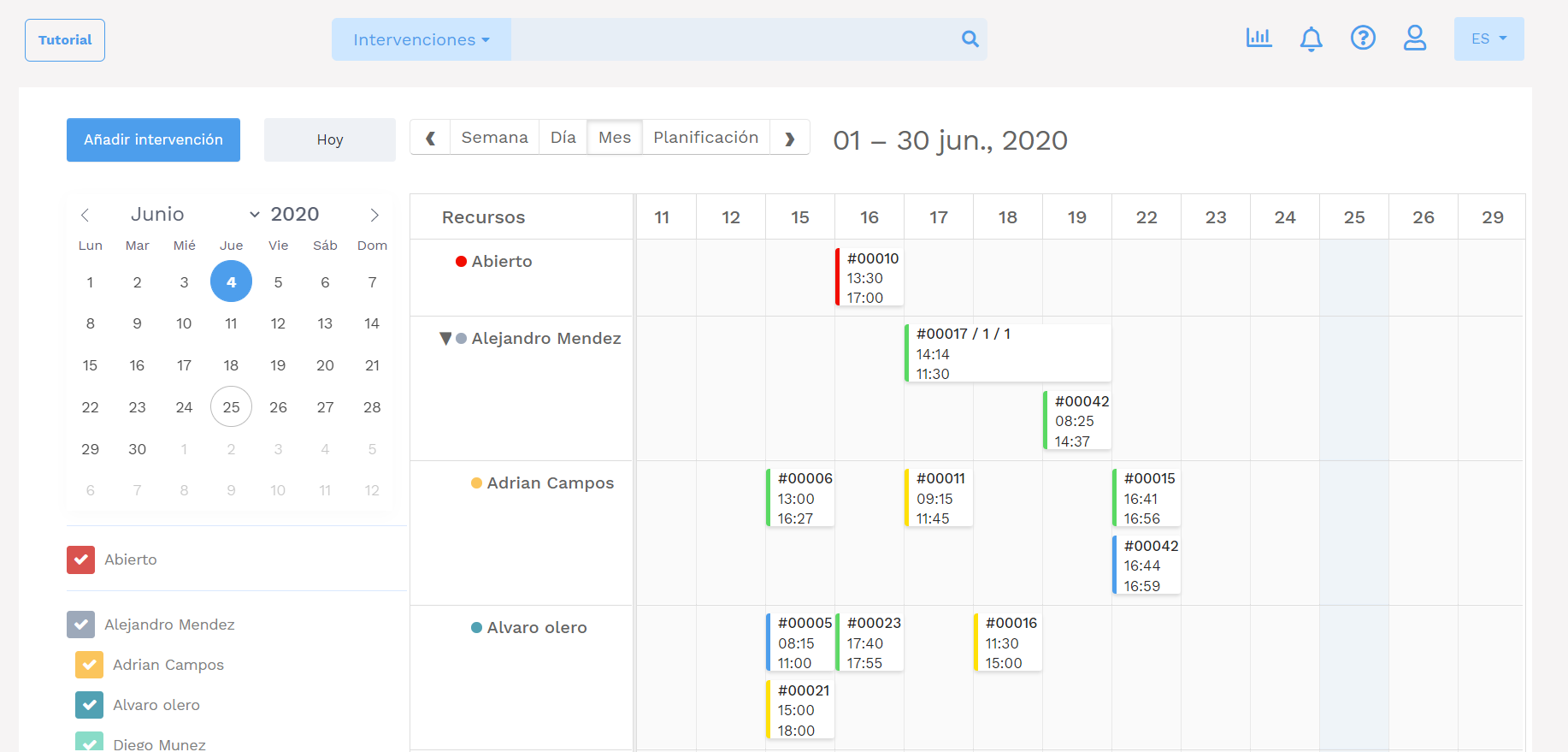 Software de gestión de mantenimiento - GMAO Yuman - Planificación del mantenimiento - Planificación mensual