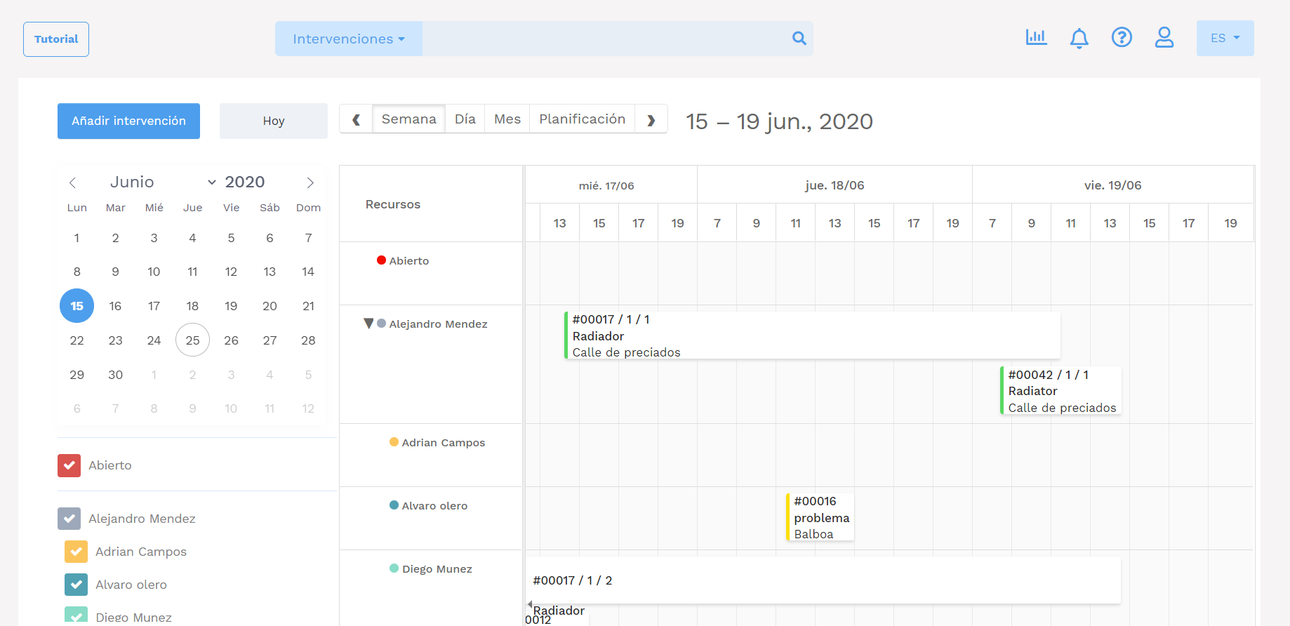 GMAO Yuman - Software de gestión de mantenimiento - Planificación - programa semanal 