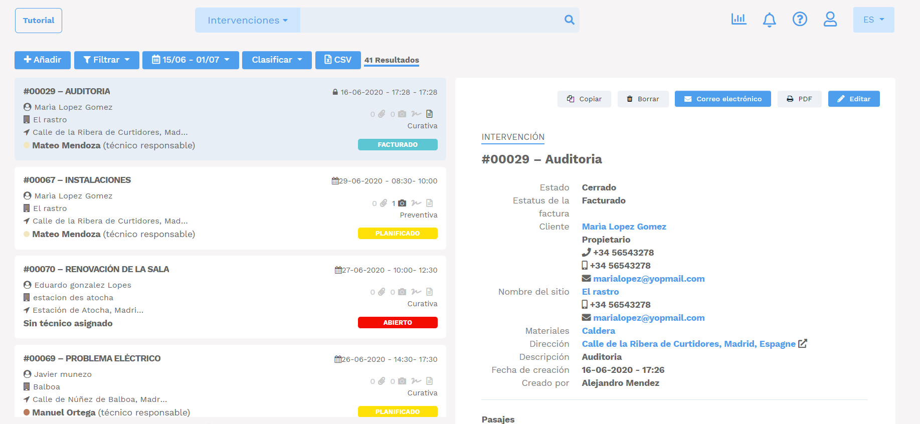 Modificación de las órdenes de trabajo de la GMAO órdenes de mantenimiento