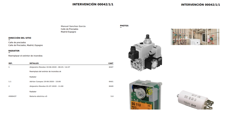Informe de intervención GMAO fotos pdf envío de clientes
<br />