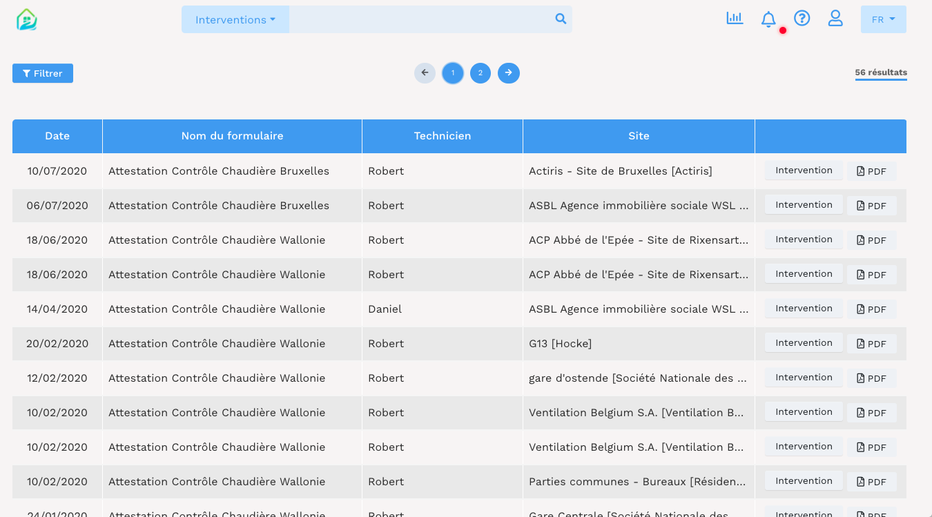 Logiciel de gestion de formulaire - GMAO Yuman - Liste Formulaires