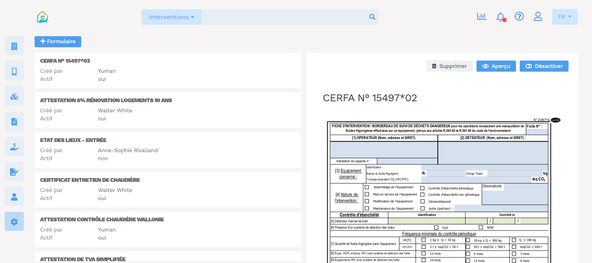 Logiciel de gestion de formulaire - GMAO Yuman - Formulaires saisie des données document pdf