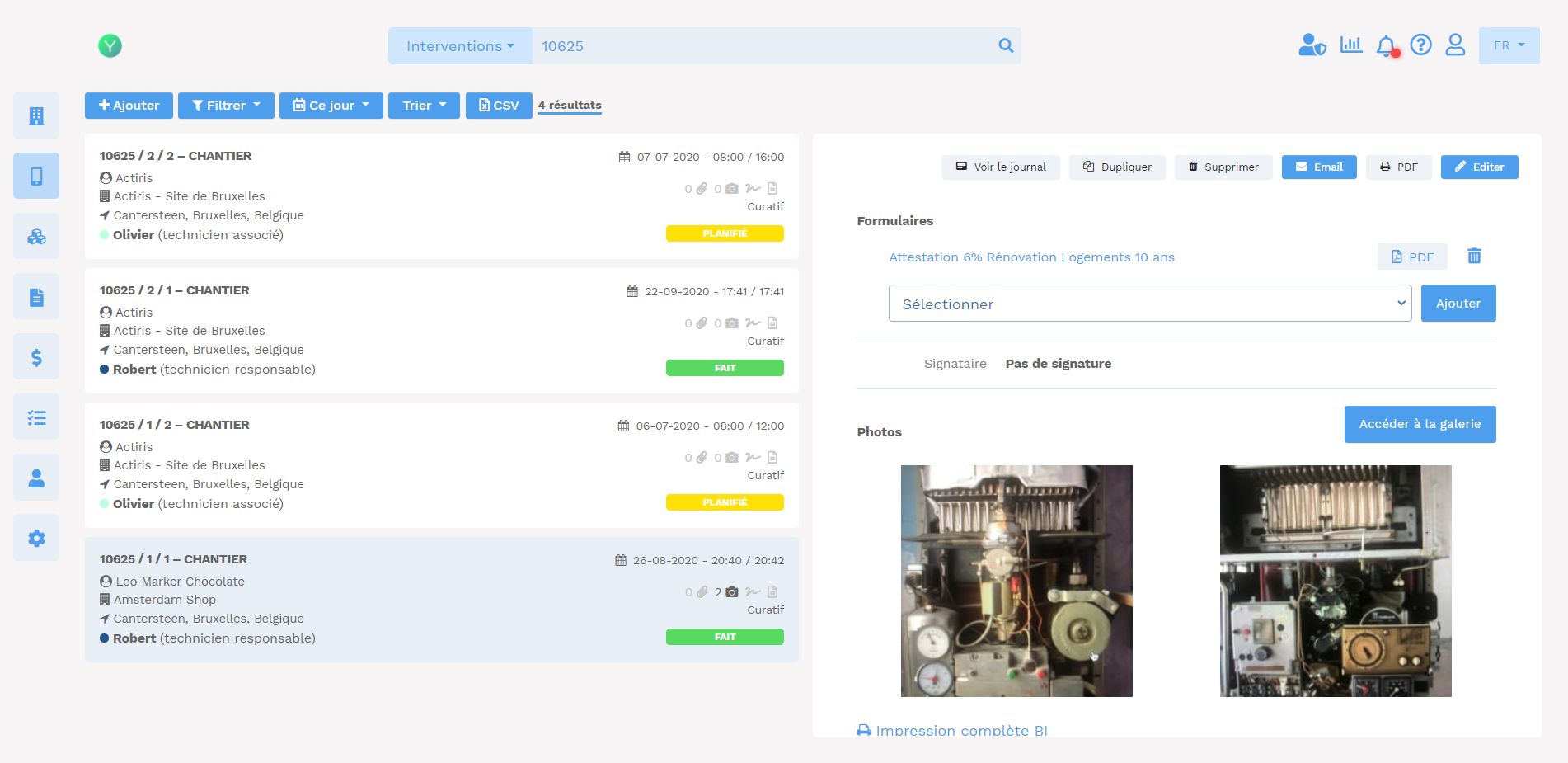 logiciel suivi des interventions de maintenance gmao