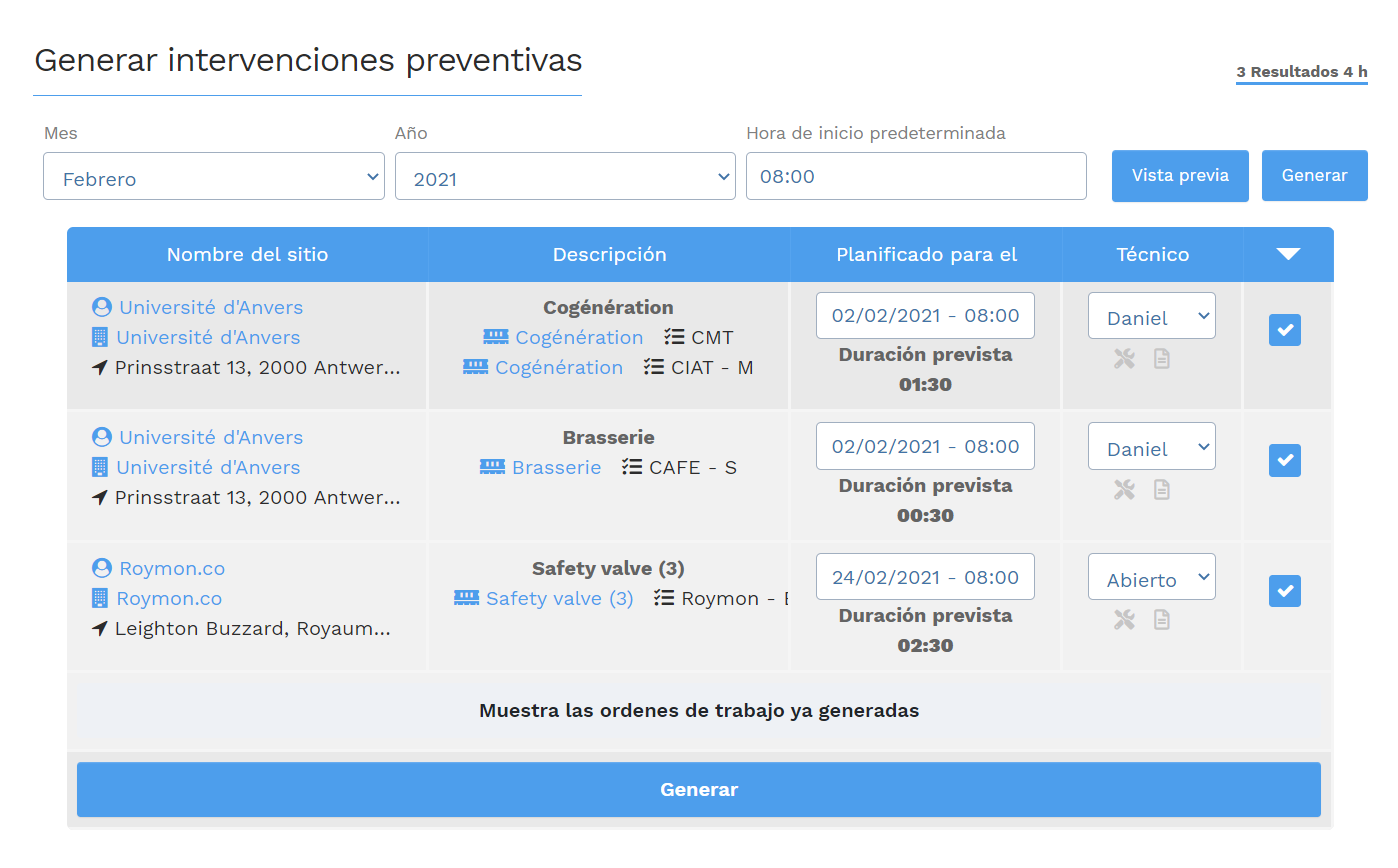 GMAO software gestión intervenciones mantenimiento preventivo