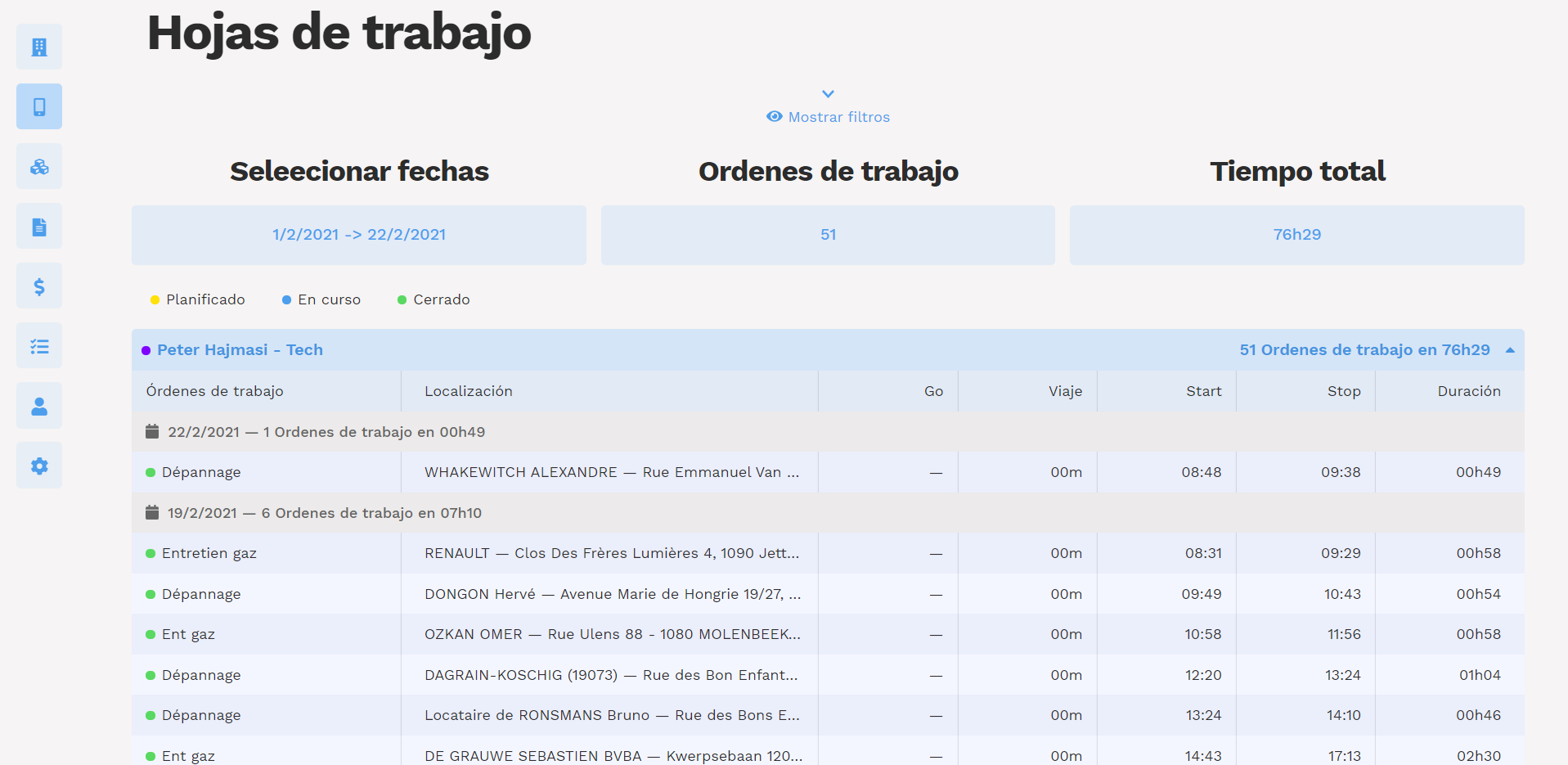 hojas de trabajo tecnicos gmao