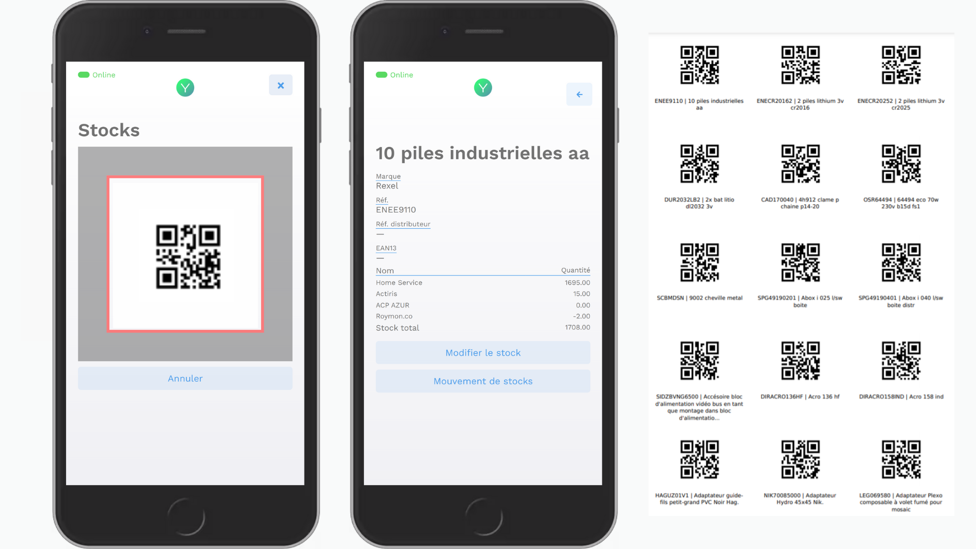 cmms qrcodes stocks products spare parts