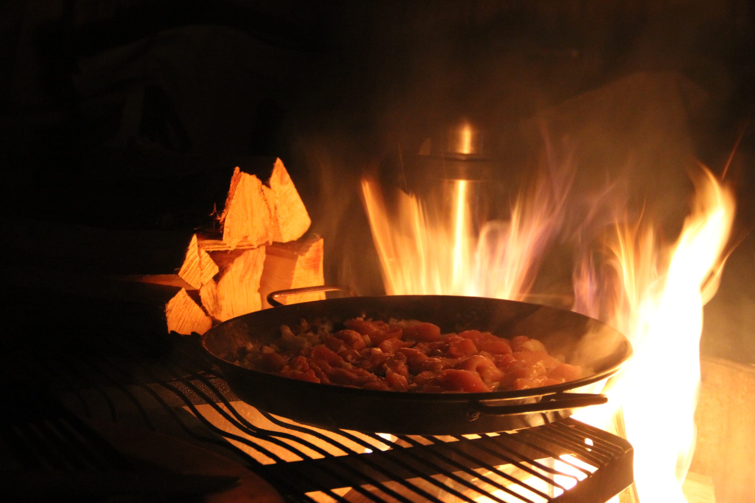 Food cooked on the fire