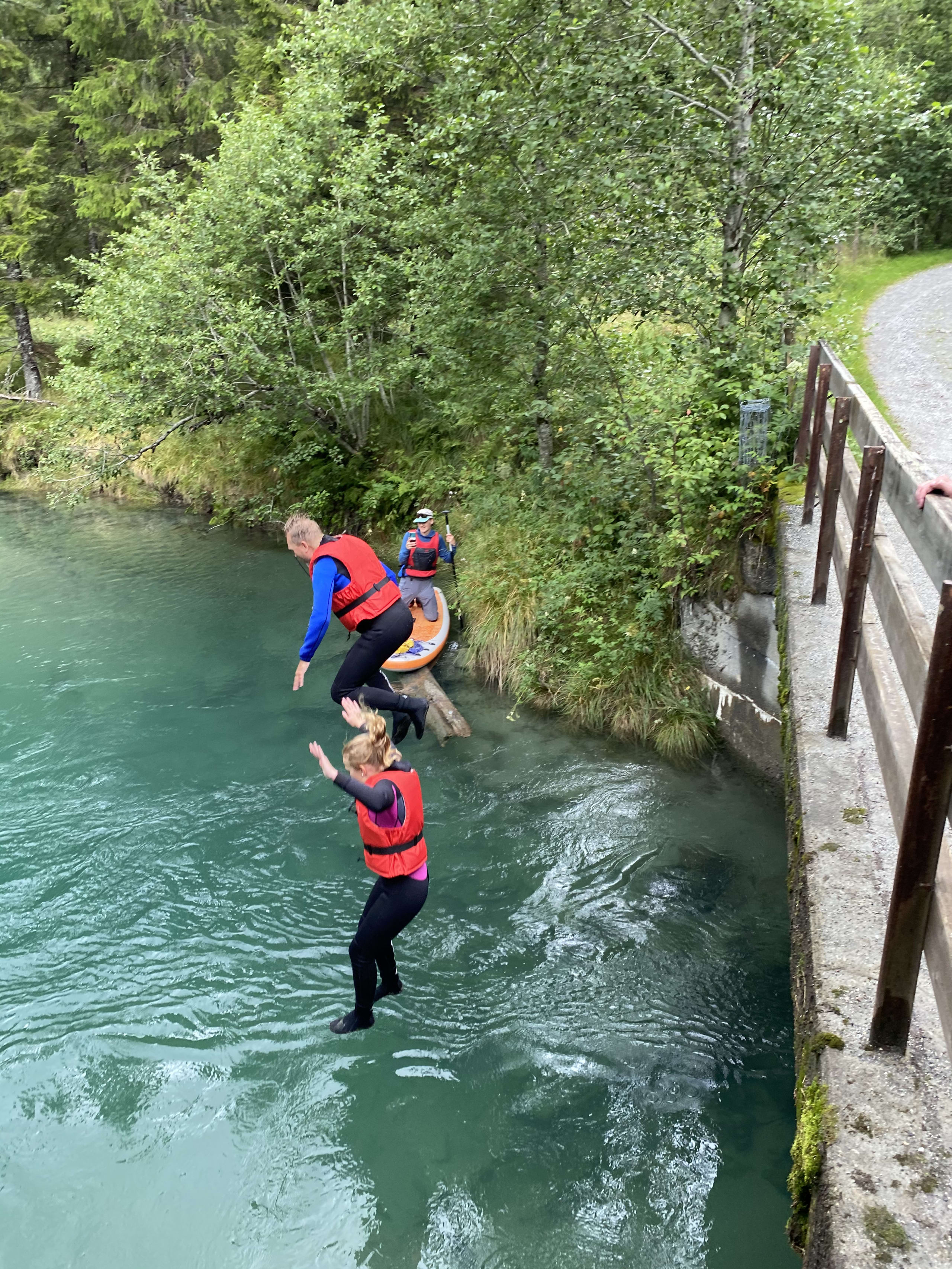 People jumping in the Istra River in Åndalsnes