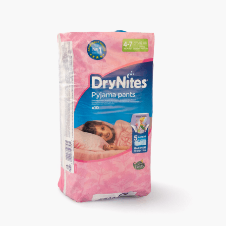 Huggies DryNites® Absorberende Nachtbroekjes Girls - 4 tot 7 Jaar 10st Huggies DryNites® Absorberende Nachtbroekjes Girls - 4 tot 7 Jaar 10st