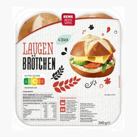 Rewe Beste Wahl Laugenbrötchen 4 Stk. 360g