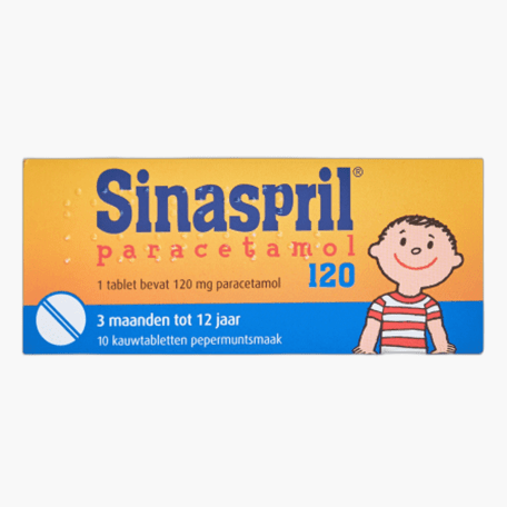 Sinaspril Paracetamol Kauwtabletten 120mg 10st Sinaspril Paracetamol Kauwtabletten 120mg 10st