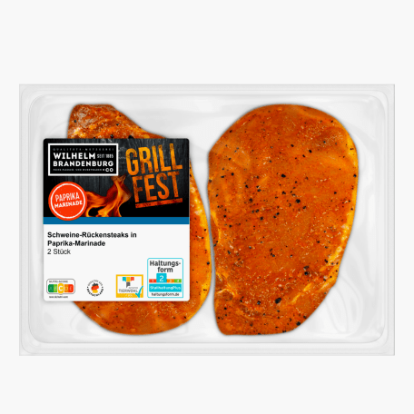 W. Brandenburg Schweine Rückensteaks mit Paprika 300g
