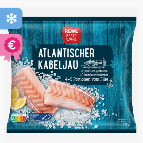Rewe Beste Wahl Atlantisches Kabeljaufilet 475g (4-5 Filets)