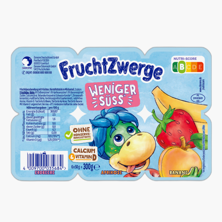 Fruchtzwerge wenig süß Erdbeere Marille Banane 300g