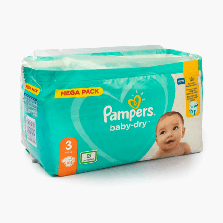 Pampers Baby-Dry Maat 3, 102 Luiers, Tot 12 Uur Bescherming, 6-10kg 102st Pampers Baby-Dry Maat 3, 102 Luiers, Tot 12 Uur Bescherming, 6-10kg 102st