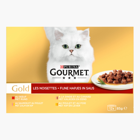Gourmet Gold fijne hapjes met rund kalkoen zalm 12x85g