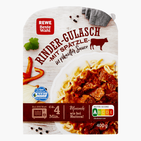 Rewe Beste Wahl Rinder-Gulasch mit Spätzle in Pikanter Sauce 400g
