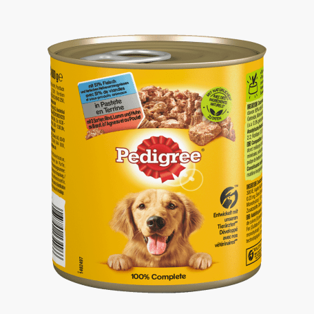 Pedigree Dose mit 3 Sorten in Pastete Rind, Lamm und Huhn 800g