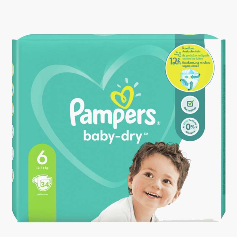 T6 Pampers Baby-Dry - Couches Bébé 13-18 kg (x34)