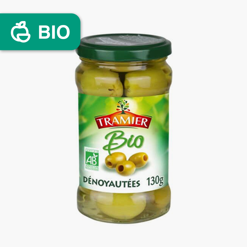 Tramier - Olives vertes Bio dénoyautées (130g)