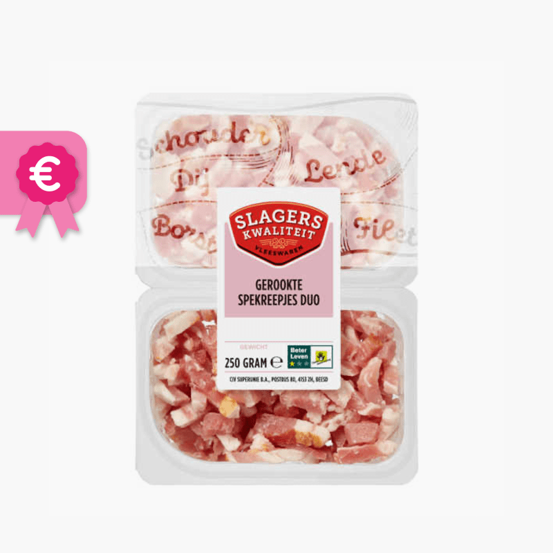 Gerookte spekreepjes duo 250g