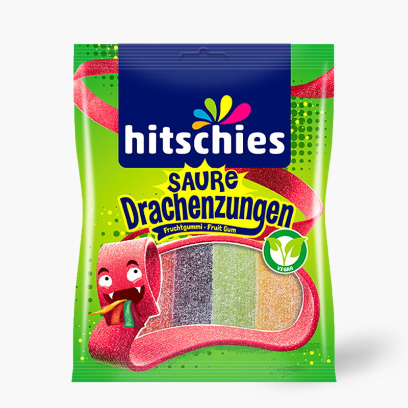 Hitschies Fruchtgummi Bunte Drachenzungen sauer vegan 125g