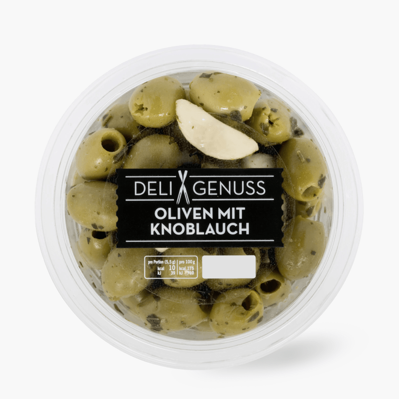 Deli Oliven mit Knoblauch 165g