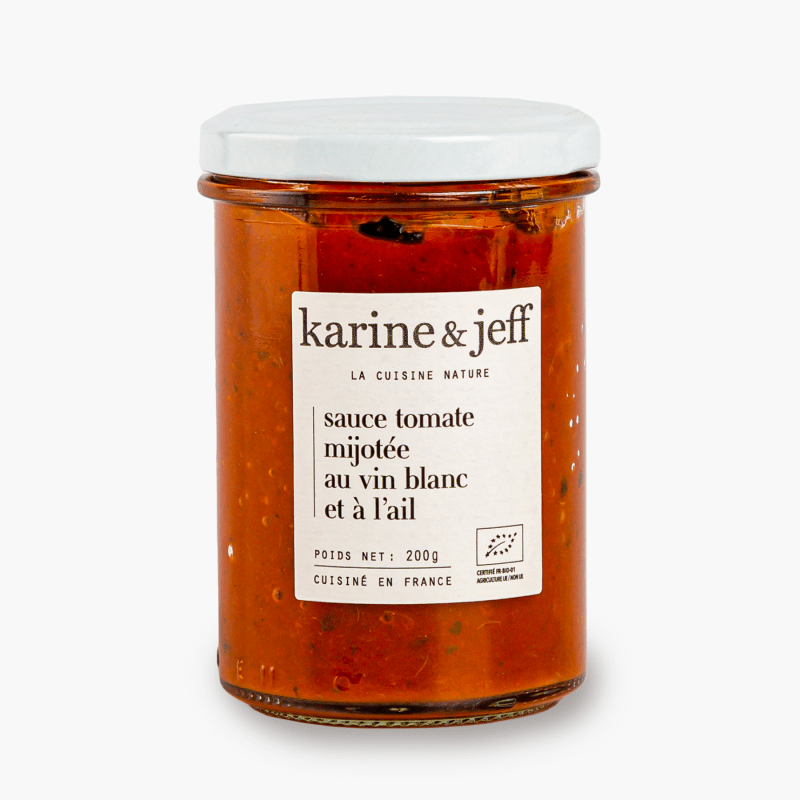 Karine & Jeff - Sauce tomate mijotée au vin blanc et à l'ail (200g)