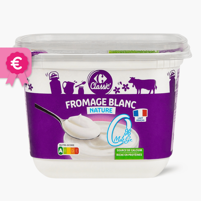 Carrefour - Fromage blanc nature 0% MG (1kg)