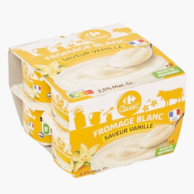 Carrefour - Fromage blanc 2.5% MG vanille (8x100g)