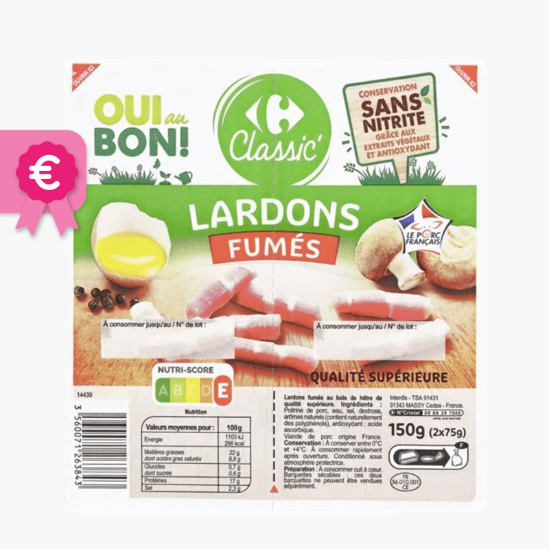 Lardons fumés - Carrefour (2x75g)